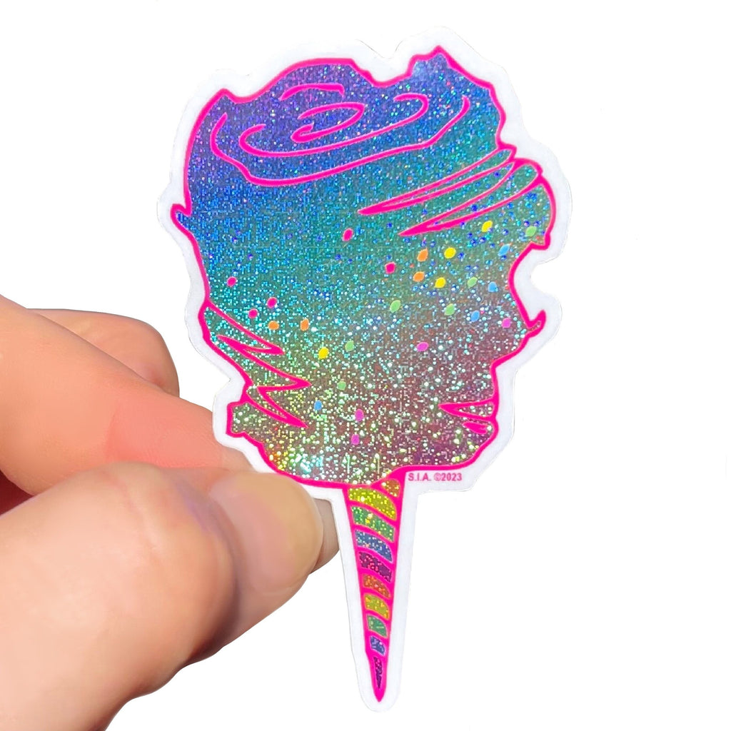 Super Sparkle Vinyl Rainbow Cotton Candy Sticker, Waterproof, Sprinkles, Fairy Floss