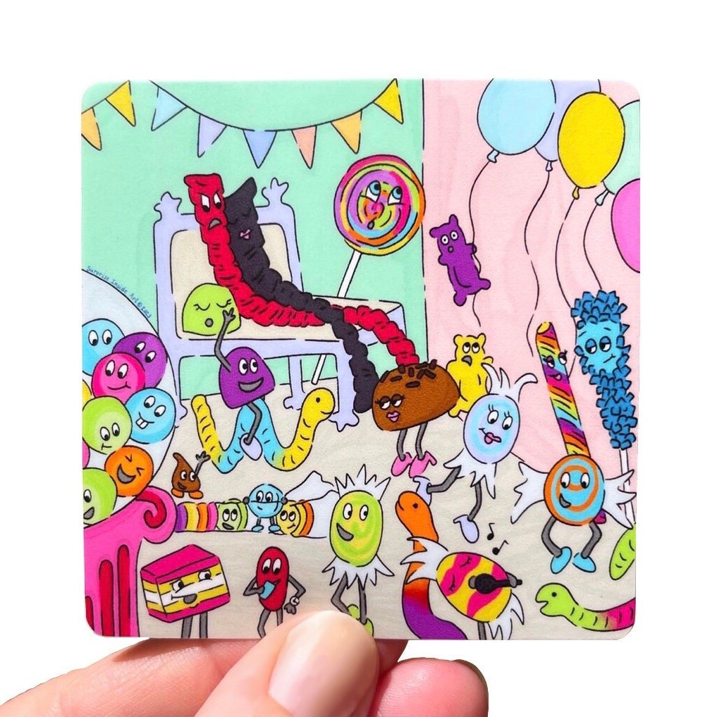 Candy Party Vinyl Stickers, Rainbow, Birthday, Halloween