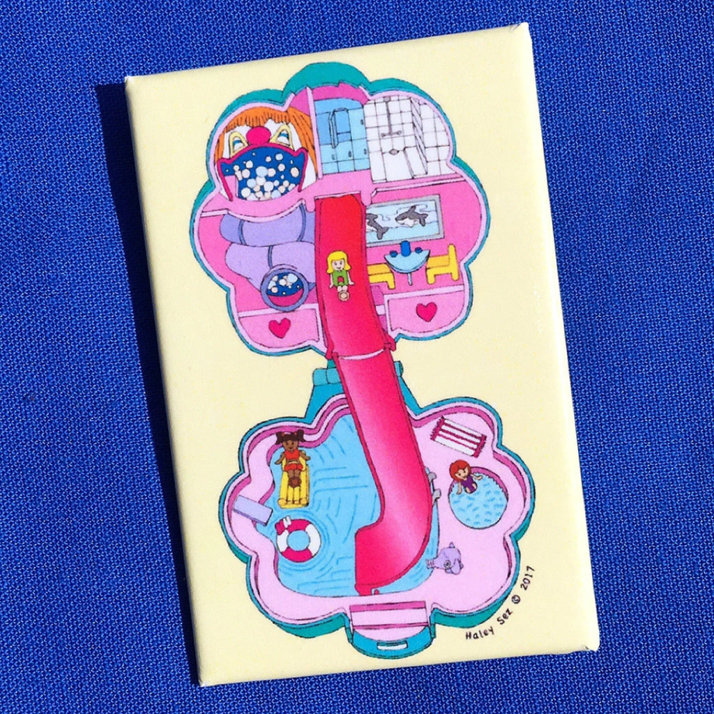 Polly Pocket Pool Party Pin Button