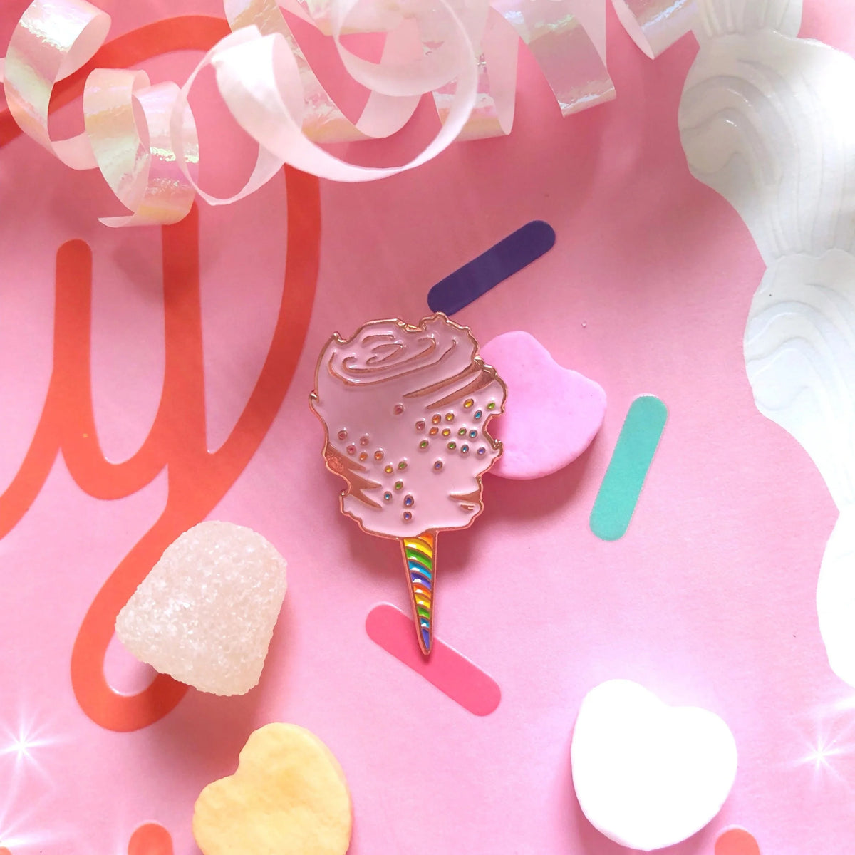 Pastel Pink Cotton Candy Enamel Pin