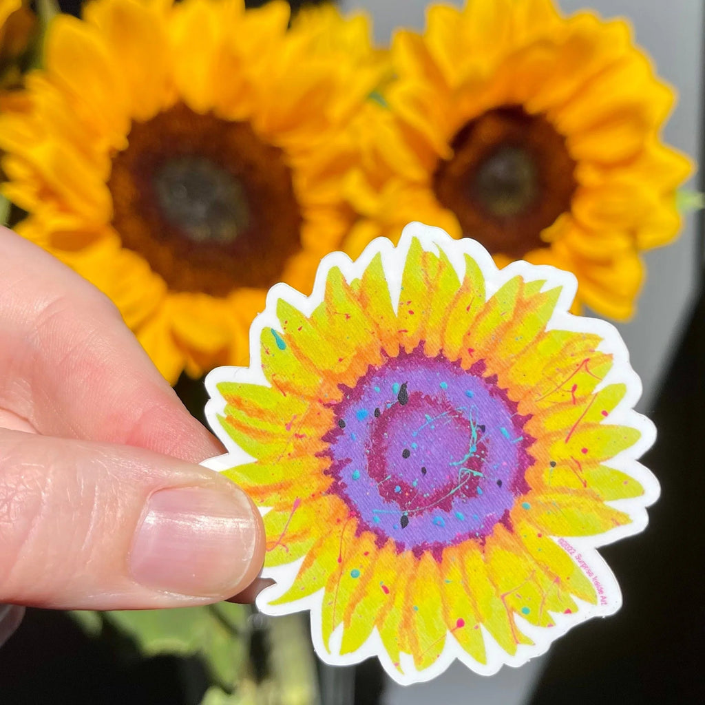 Splatter Paint Sunflower Vinyl Sticker