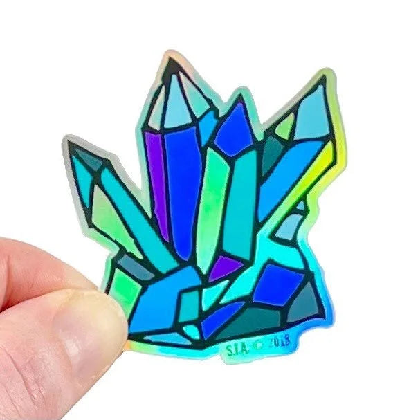 Teal and Blue Holographic Crystal Sticker