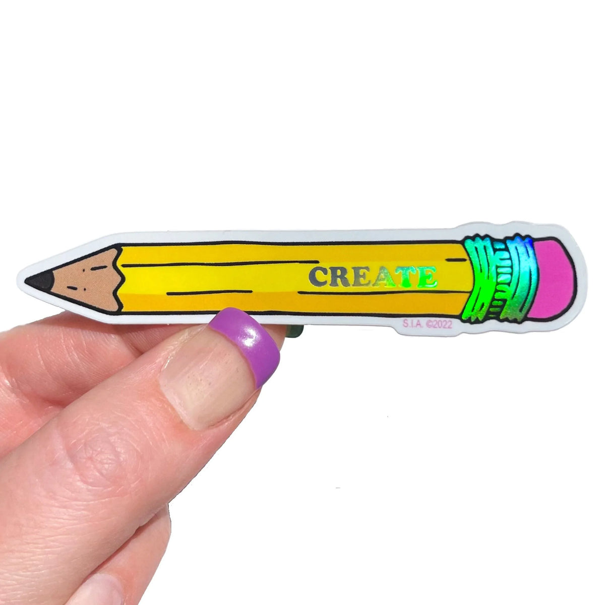 Holographic Creativity Pencil Vinyl Stickers