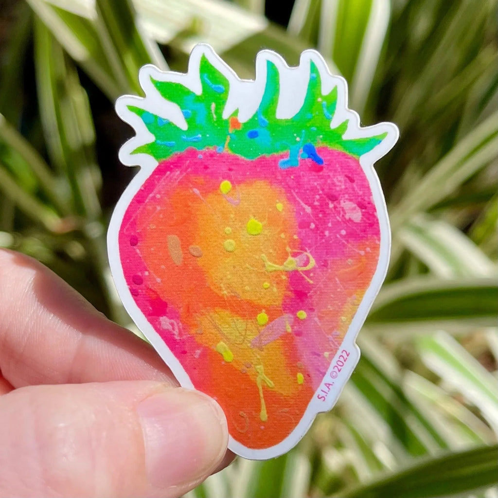 Splatter Paint Strawberry Vinyl Sticker