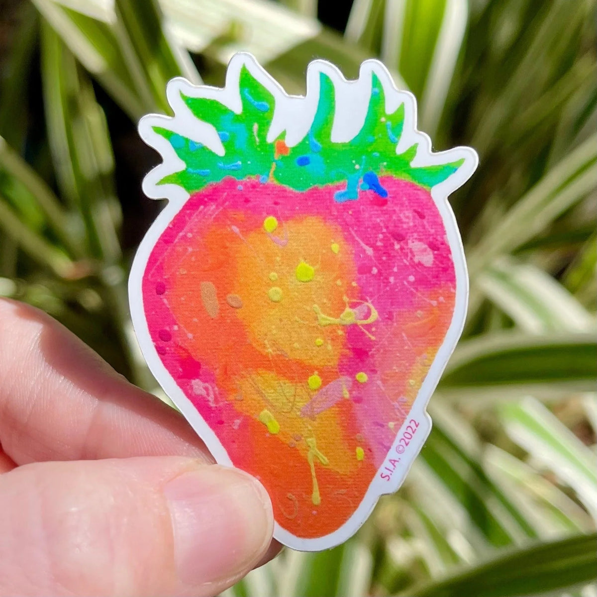 Splatter Paint Strawberry Vinyl Sticker