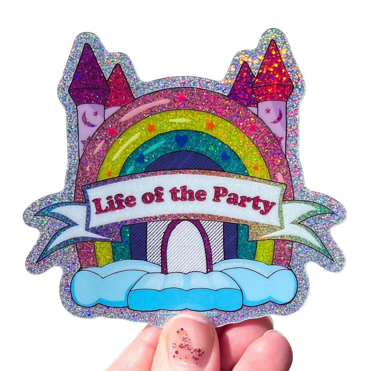Fairydust Sparkle Vinyl Life of the Party Bounce House Sticker, Astro Jump, Birthday, Rainbow, Waterproof