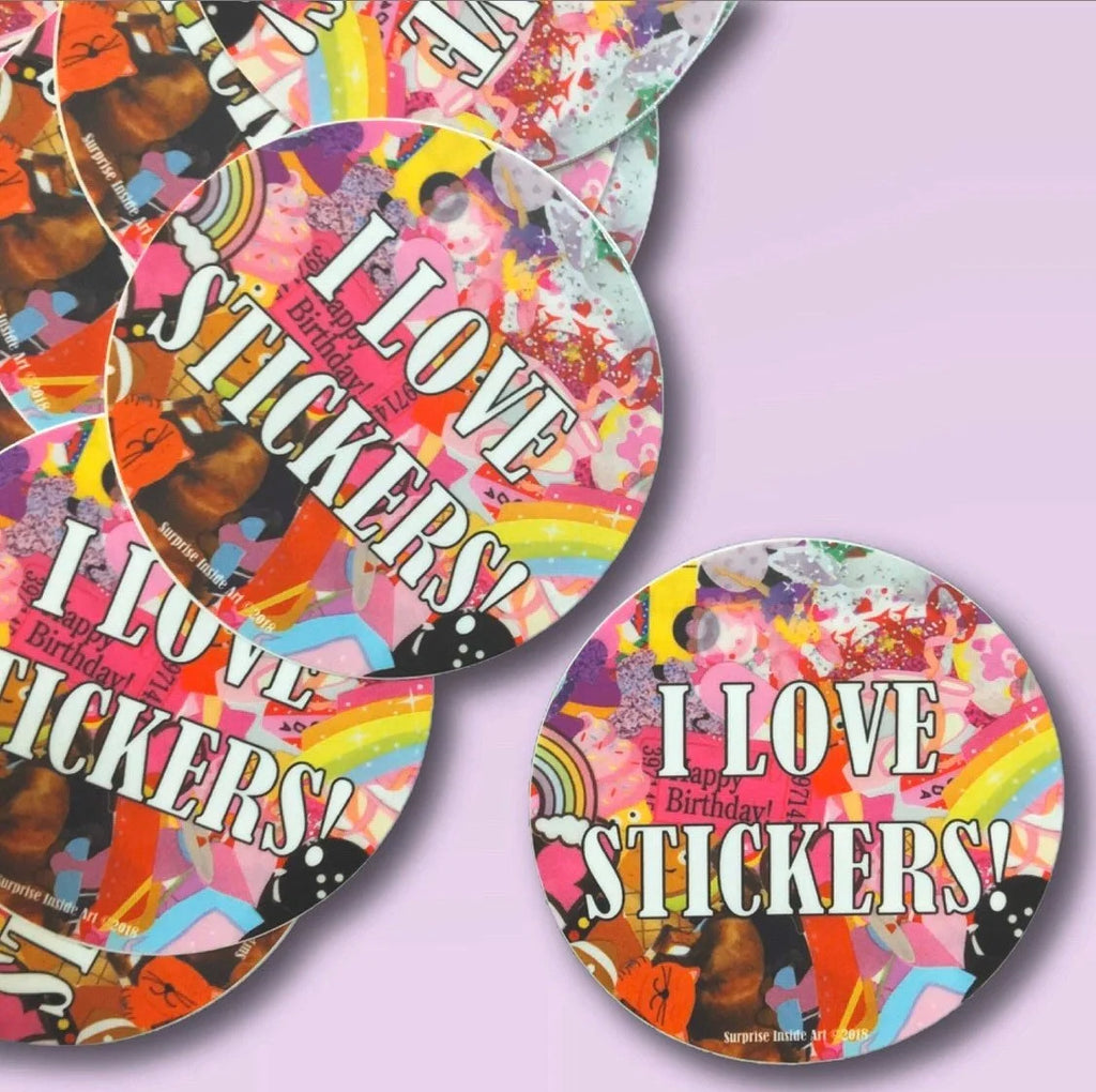 I Love Stickers Circle Collage Sticker
