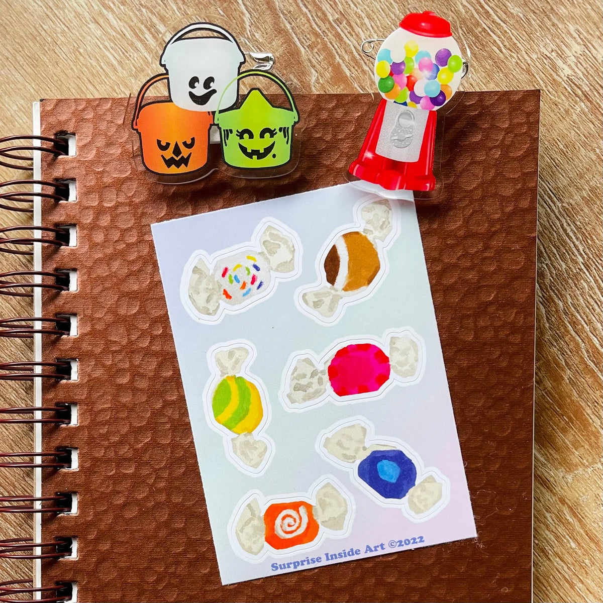 Acrylic Gumball Machine Journal or Planner Clip, Cute Stationary Accessory Candy