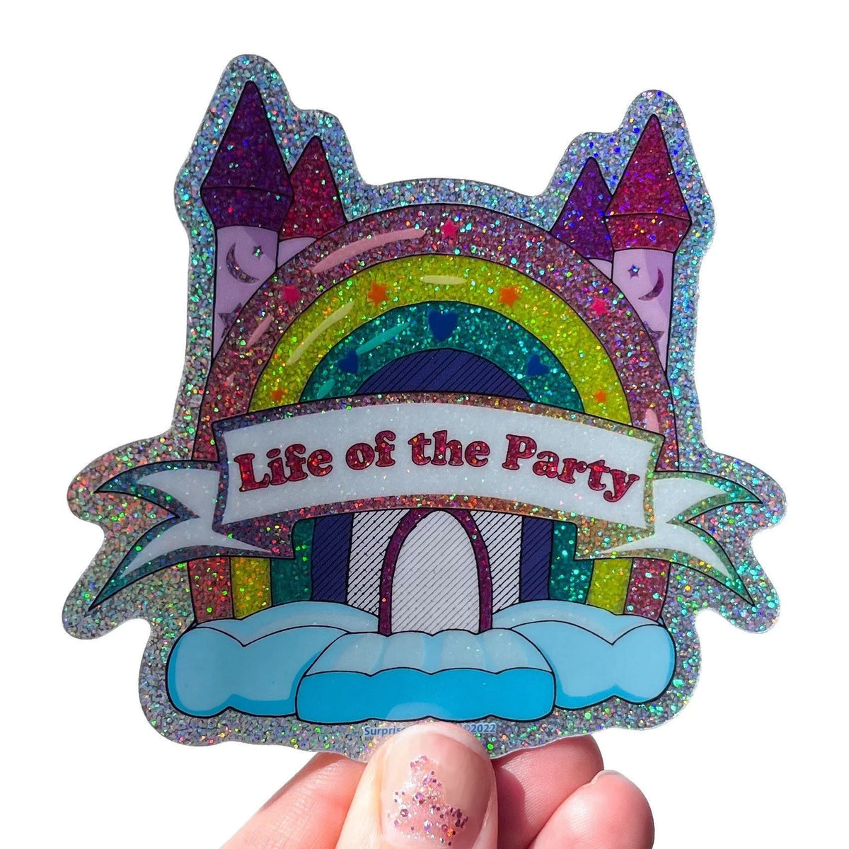 Fairydust Sparkle Vinyl Life of the Party Bounce House Sticker, Astro Jump, Birthday, Rainbow, Waterproof