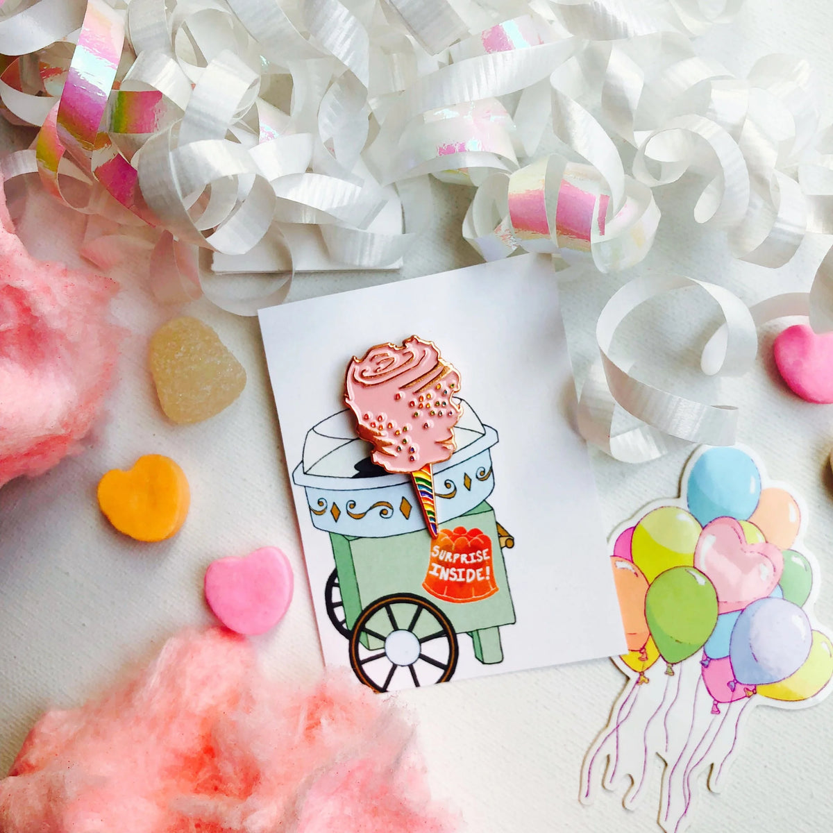 Pastel Pink Cotton Candy Enamel Pin