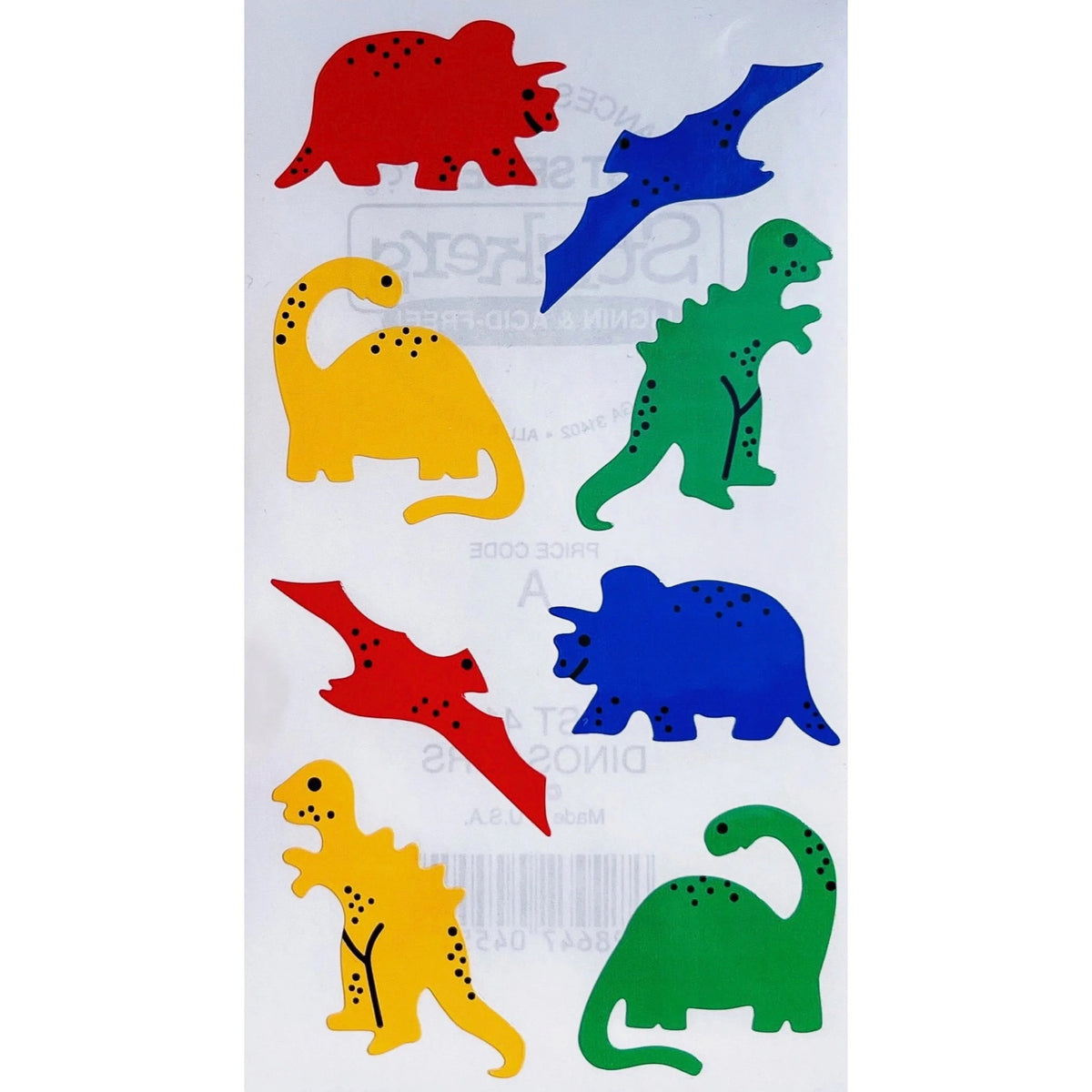 Vintage Frances Meyer Dinosaurs Sticker Mod, Primary Colors,
