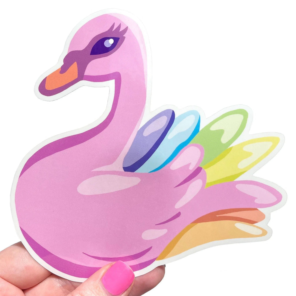 Pastel Rainbow Swan JUMBO Vinyl Sticker