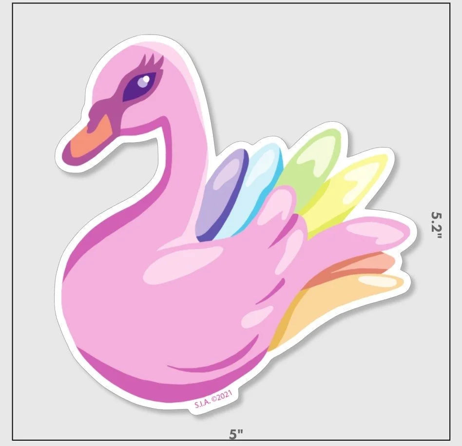 Pastel Rainbow Swan JUMBO Vinyl Sticker