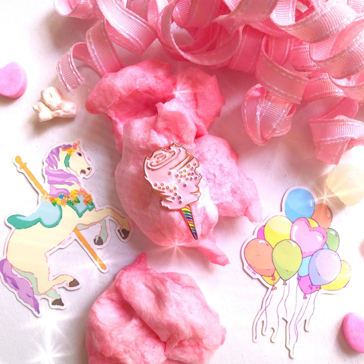 Pastel Pink Cotton Candy Enamel Pin