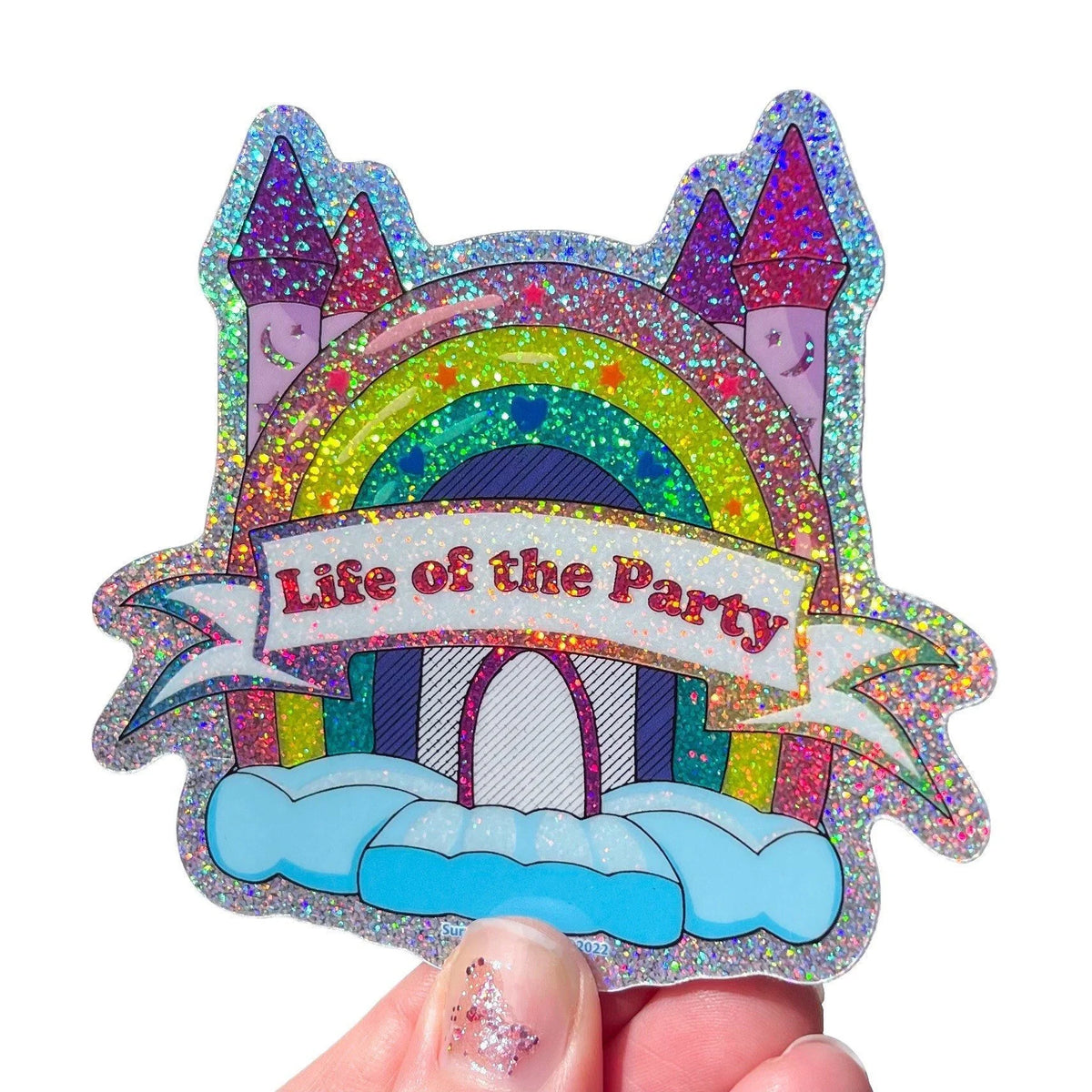 Fairydust Sparkle Vinyl Life of the Party Bounce House Sticker, Astro Jump, Birthday, Rainbow, Waterproof