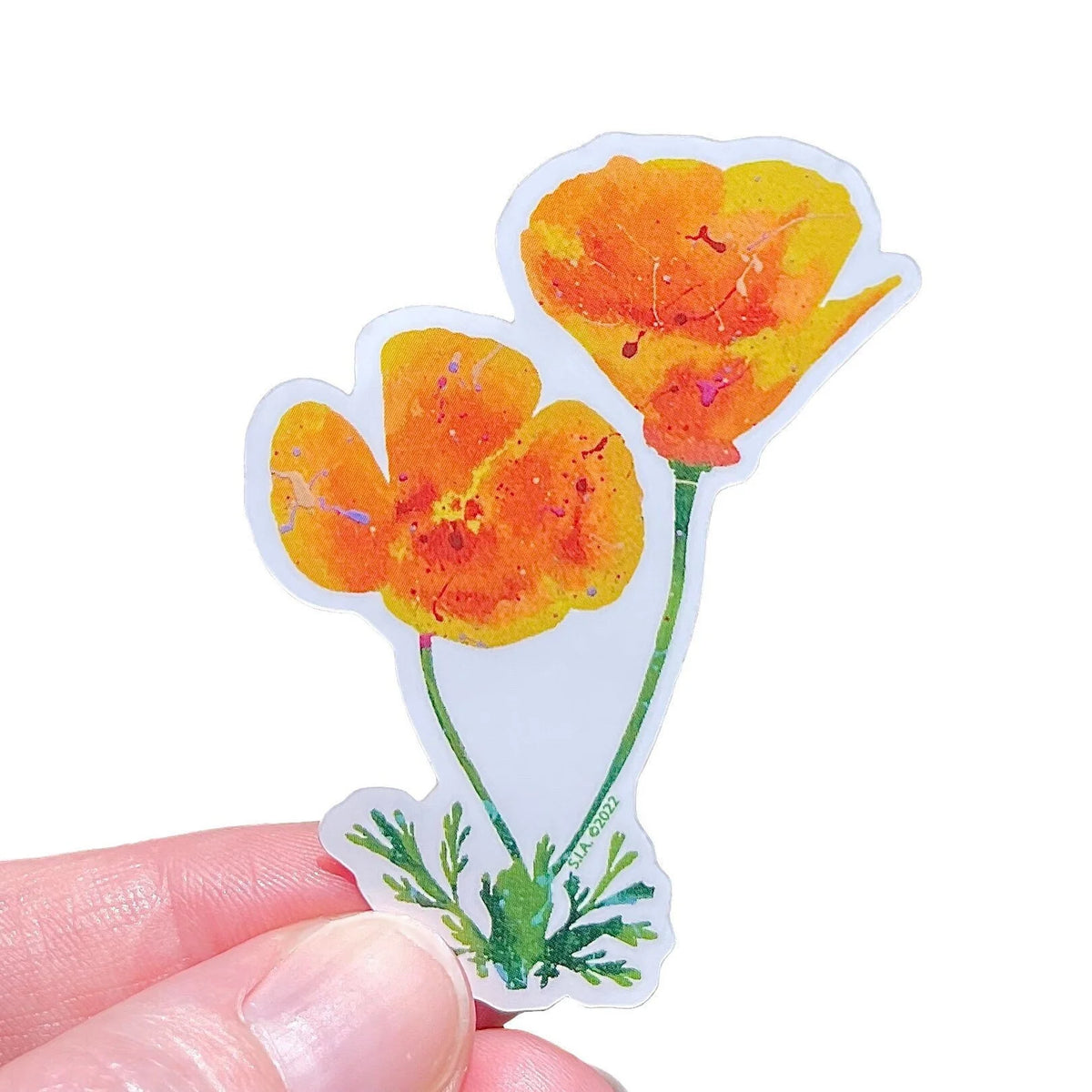 Splatter Paint Poppies Vinyl Sticker