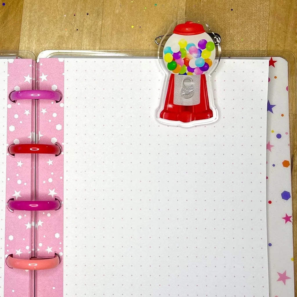 Acrylic Gumball Machine Journal or Planner Clip, Cute Stationary Accessory Candy