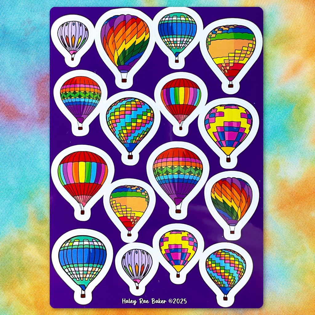 Rainbow Patterned Hot Air Balloons, Vinyl, Rainbow, Glossy, Geometric