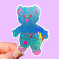 Super Sparkle Vinyl Doodle Bear Sticker, Waterproof, 90s, vintage toys, plush