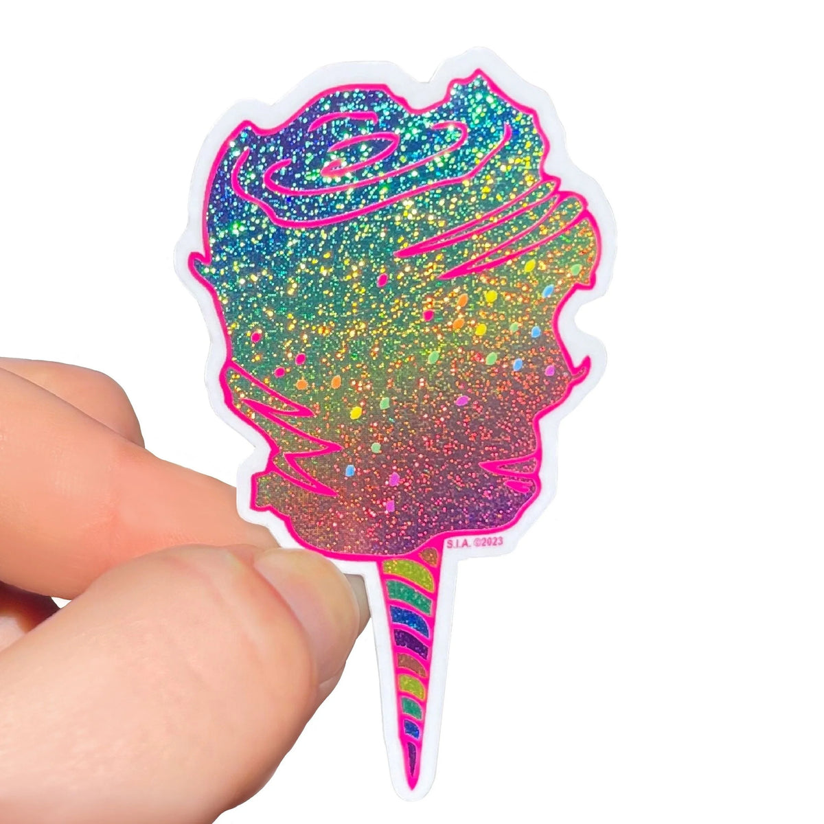 Super Sparkle Vinyl Rainbow Cotton Candy Sticker, Waterproof, Sprinkles, Fairy Floss