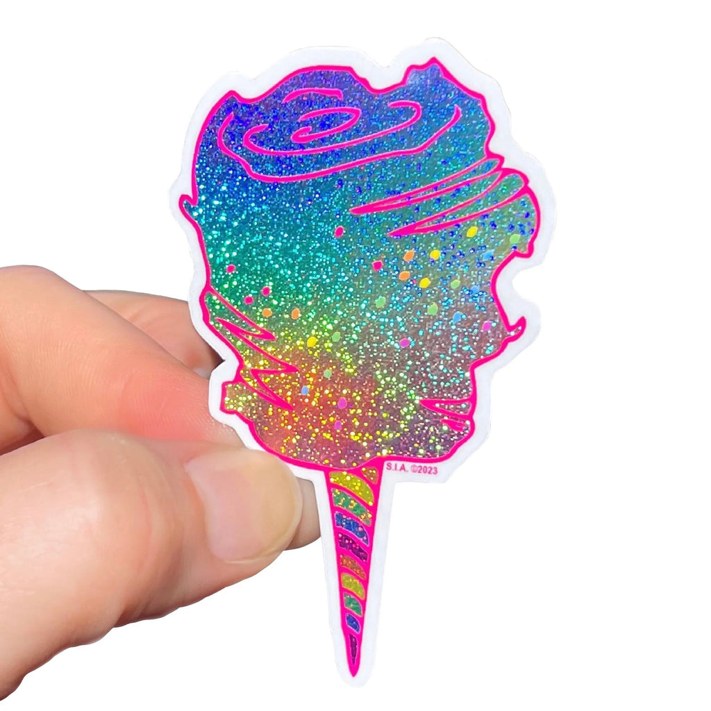 Super Sparkle Vinyl Rainbow Cotton Candy Sticker, Waterproof, Sprinkles, Fairy Floss